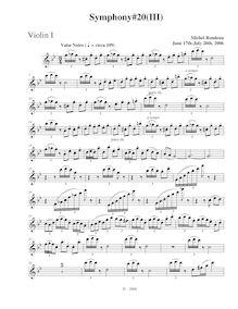 Partition violons I, Symphony No.20, B-flat major, Rondeau, Michel par Michel Rondeau