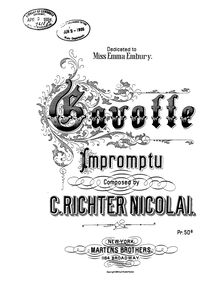 Partition complète, Gavotte-Impromptu en G major, G major, Nicolai, Carl Richter
