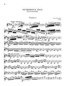 Partition violons I, Symphony No.3, D Major, Schubert, Franz