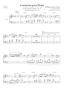 Partition Piano, Piano Concerto No.9, Jenamy Concerto ; Jeunehomme Concerto