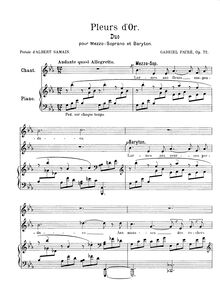 Partition complète, Pleurs d ou, Op. 72, Fauré, Gabriel