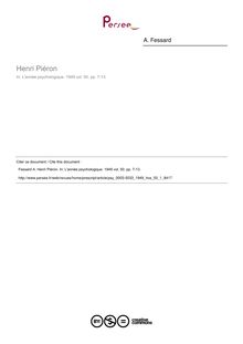 Henri Piéron - edito ; n°1 ; vol.50, pg 7-13