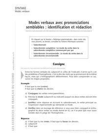 Construction de phrases interrogatives (directes / indirectes), Modes verbaux avec prononciations semblables : identification et rédaction