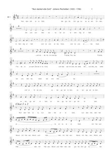 Partition chœur 1: Alto 1 , partie, Nun danket alle Gott, Pachelbel, Johann