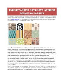 Understanding Different Interior Designing Fabrics