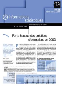 Forte hausse des créations d entreprises en 2003