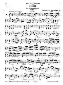 Partition de violon, Aubade pour violon et violoncelle, Op.133