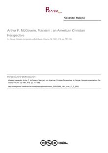 Arthur F. McGovern, Marxism : an American Christian Perspective  ; n°3 ; vol.12, pg 151-156