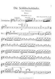 Partition flûte, Les patineurs, Die Schlittschuhläufer, Waldteufel, Emile par Emile Waldteufel