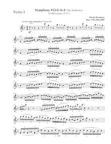 Partition violons I, Symphony No.12  pour Alchemist , D minor, Rondeau, Michel