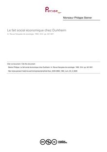 Le fait social économique chez Durkheim - article ; n°4 ; vol.33, pg 641-661