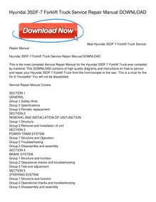 Hyundai 35DF-7 Forklift Truck Service Repair Manual DOWNLOAD