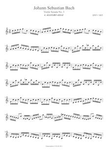 Partition , Allegro assai, violon Sonata No.3, C major, Bach, Johann Sebastian