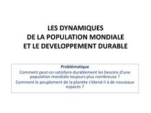Cours de 5eme : les dynamiques de la population mondiale et le développement durable