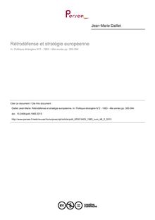Rétrodéfense et stratégie européenne - article ; n°2 ; vol.48, pg 385-394