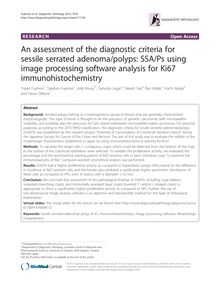 An assessment of the diagnostic criteria for sessile serrated adenoma/polyps: SSA/Ps using image processing software analysis for Ki67 immunohistochemistry