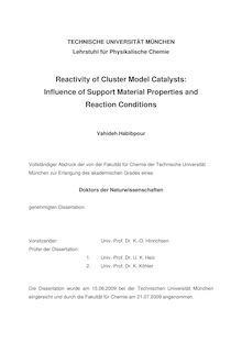 Reactivity of cluster model catalysts [Elektronische Ressource] : influence of support material properties and reaction conditions / Vahideh Habibpour