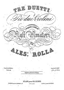Partition complète, 3 Duos pour 2 violons, BI 151, 178, 207, Rolla, Alessandro