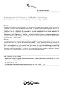 Historique et destinée de la codification américaine - article ; n°3 ; vol.47, pg 707-735