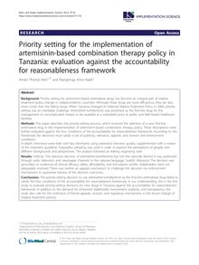 Priority setting for the implementation of artemisinin-based combination therapy policy in Tanzania: evaluation against the accountability for reasonableness framework