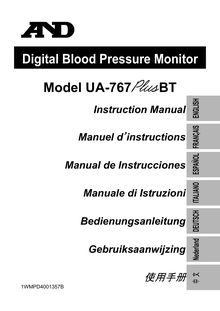 Notice Moniteur de tension artérielle A&D  UA-767 Plus BT
