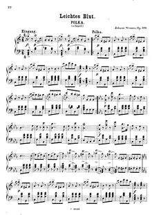 Partition Transcription pour piano solo - complete, Leichtes Blut, Op.319