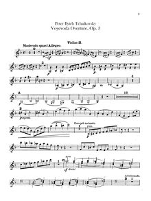 Partition violons II, pour Voyevoda, Воевода (Voyevoda), Tchaikovsky, Pyotr