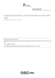 Ki Ageng Suryomentaram, prince et philosophe javanais (1892-1962) - article ; n°1 ; vol.16, pg 175-203