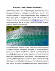Why Should You Opt For Polycarbonate Sheets?