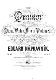 Partition de piano, Piano quatuor, A minor, Nápravník, Eduard