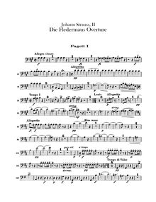 Partition basson 1, 2, Die Fledermaus, Operetta en 3 acts, The Bat