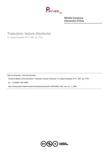 Traduction, lecture d écritures - article ; n°1 ; vol.51, pg 77-81