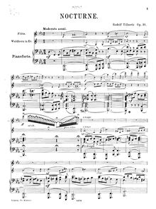 Partition de piano, Nocturne pour flûte, cor et Piano, Op.31