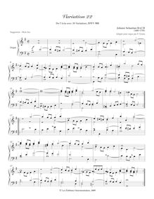 Partition complète, Goldberg-Variationen, Goldberg Variation de l Aria avec 30 variations Clavier-Übung IV par Johann Sebastian Bach