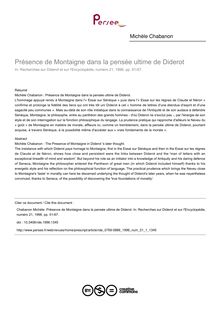 Présence de Montaigne dans la pensée ultime de Diderot - article ; n°1 ; vol.21, pg 51-67