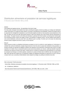 Distribution alimentaire et prestation de services logistiques  - article ; n°1 ; vol.245, pg 49-55