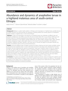 Abundance and dynamics of anopheline larvae in a highland malarious area of south-central Ethiopia
