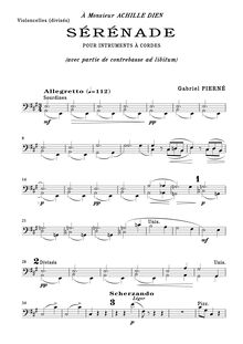 Partition violoncelle, Serenade, Pierné, Gabriel