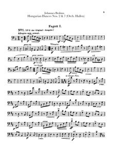 Partition basson 1, 2, 21 Hungarian Dances (orchestre), Brahms, Johannes par Johannes Brahms