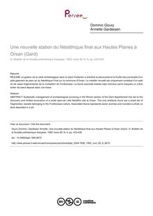 Une nouvelle station du Néolithique final aux Hautes Planes à Orsan (Gard) - article ; n°6 ; vol.90, pg 433-435