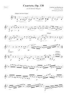 Partition violon 2, corde quatuor No.13, Op.130, B♭ major, Beethoven, Ludwig van