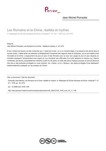 Les Romains et la Chine, réalités et mythes - article ; n°1 ; vol.91, pg 431-479
