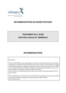 Traitement de l acné par voie locale et générale : recommandations 27/11/2007