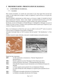 L Historique du Baseball - Salarié de la Fédération Française de ...