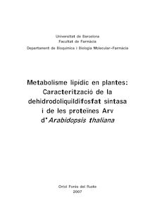Metabolisme lipídic en plantes  caracterització de la