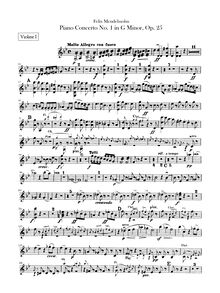 Partition violons I, II, Piano Concerto No 1 en G Minor, G Minor
