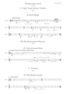 Partition violon II parties, Liedzyklus für Bariton, Klavier, Chor und Streicher