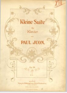 Partition couverture couleur, Kleine , Op.20, Juon, Paul