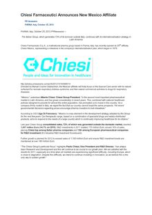 Chiesi Farmaceutici Announces New Mexico Affiliate