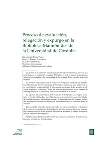 Proceso de evaluación, relegación y expurgo en la biblioteca Maimónides de la Universidad de Córdoba